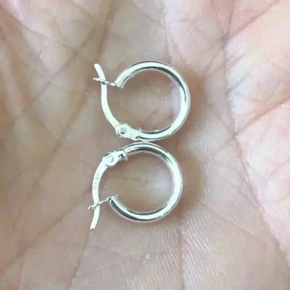 1/2 Inch Huggie Hoop 925 Sterling Silver Earrings NWT